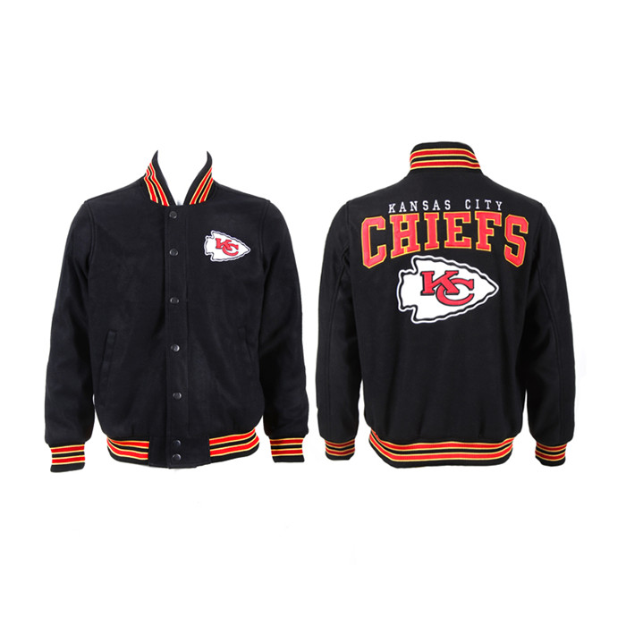 Men's Kansas City Chiefs Black Stitched Jacket Men's Kansas City Chiefs Black Stitched Jacket